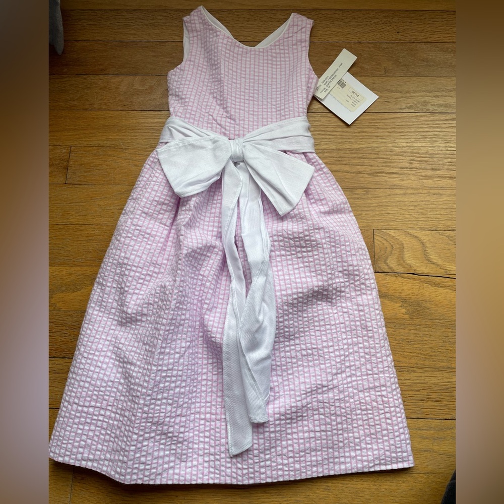 Bailey Boys 2T Easter Seersucker pink and white dress bow and buttons